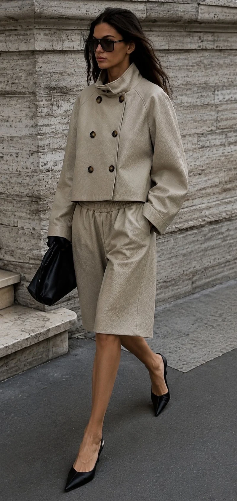 Vegan leather jasje beige