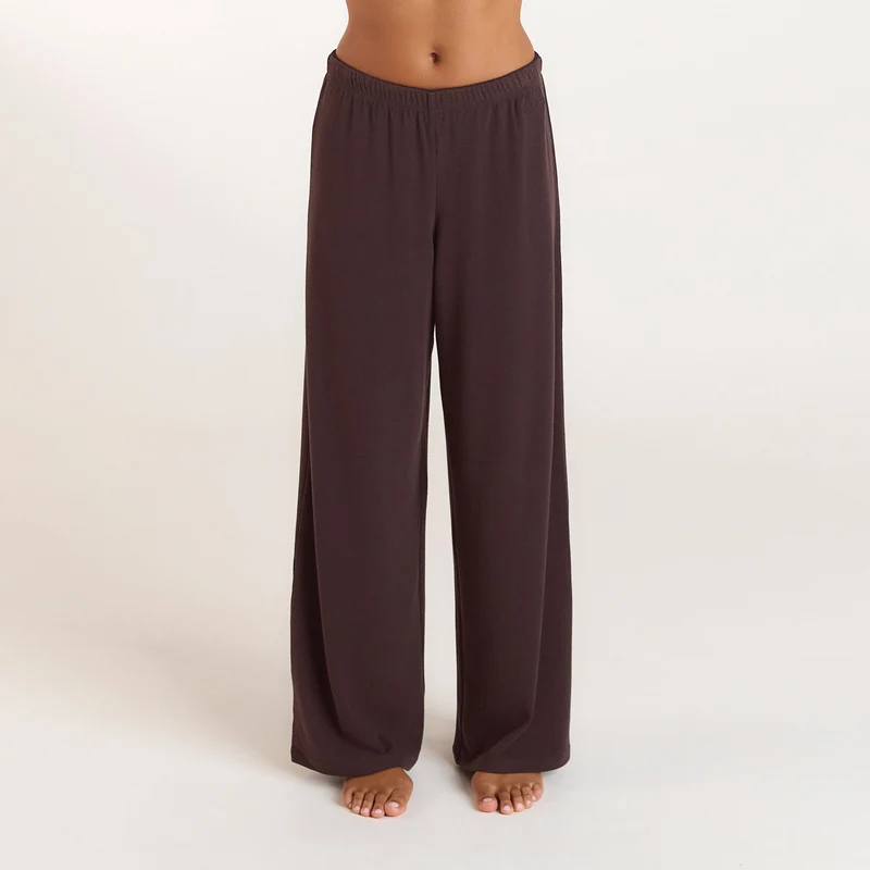 Ribbed Pyjama Broek - Donker Chocoladekleurig