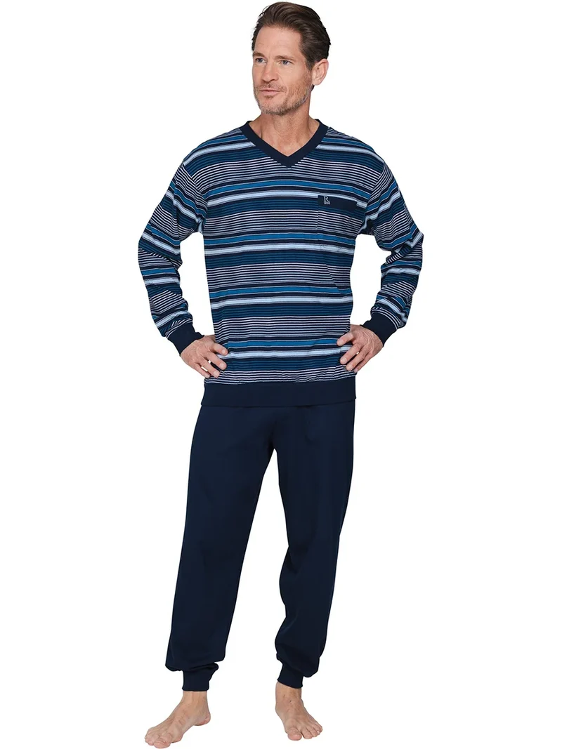 Robson Heren Pyjama katoen - Blue stripes