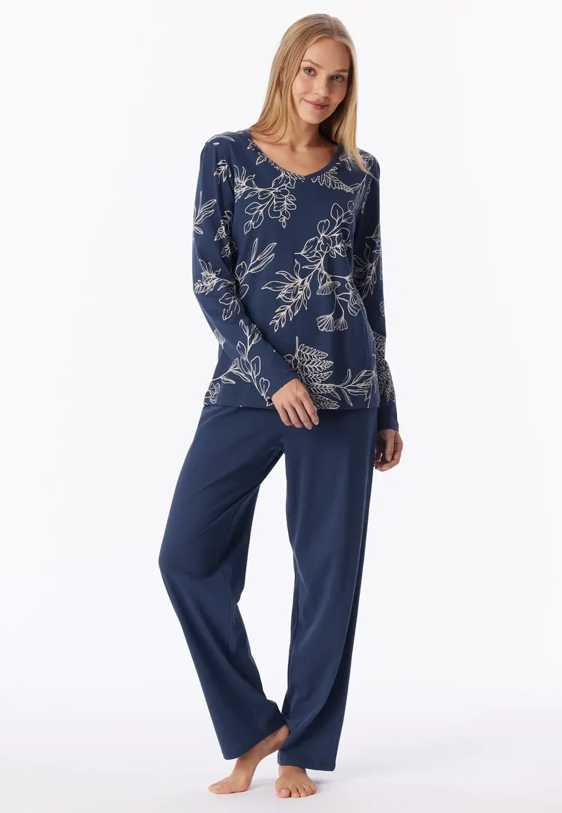 Schiesser katoenen dames pyjama - Admiraal - Comfort Essentials