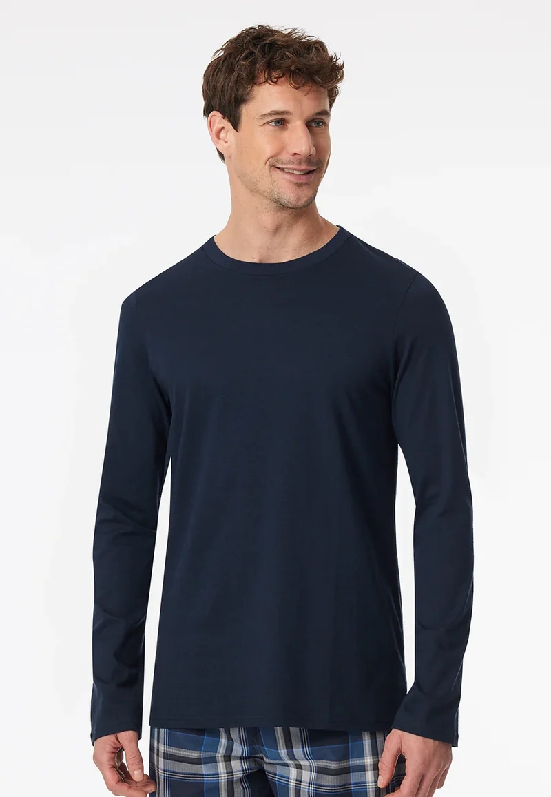 Schiesser heren pyjamashirt lange mouw - katoen
