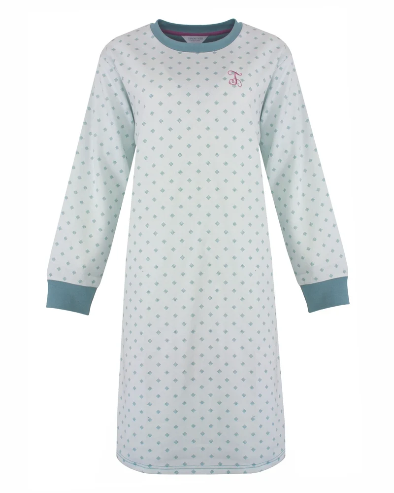 Tenderness fleece dames nachthemd lange mouw - Cameo Blue