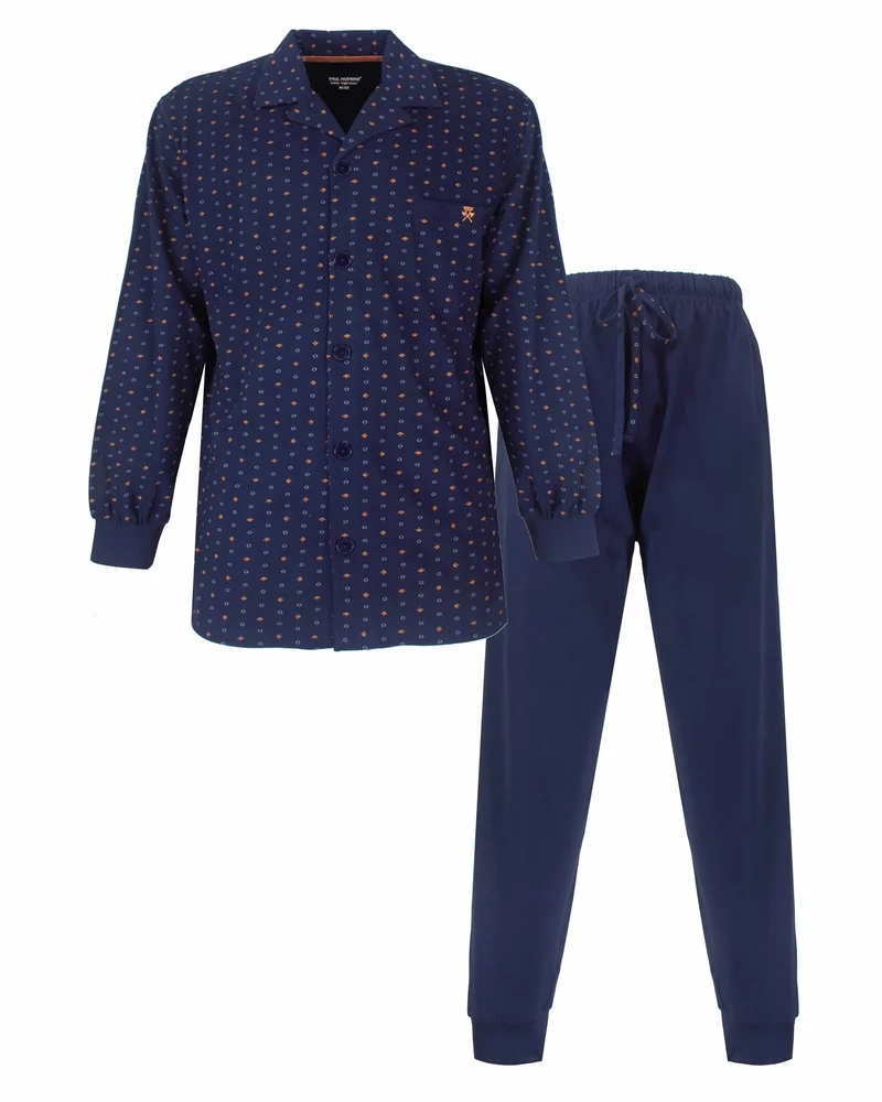Paul Hopkins heren pyjama doorknoop - Knoopsluiting - Blue
