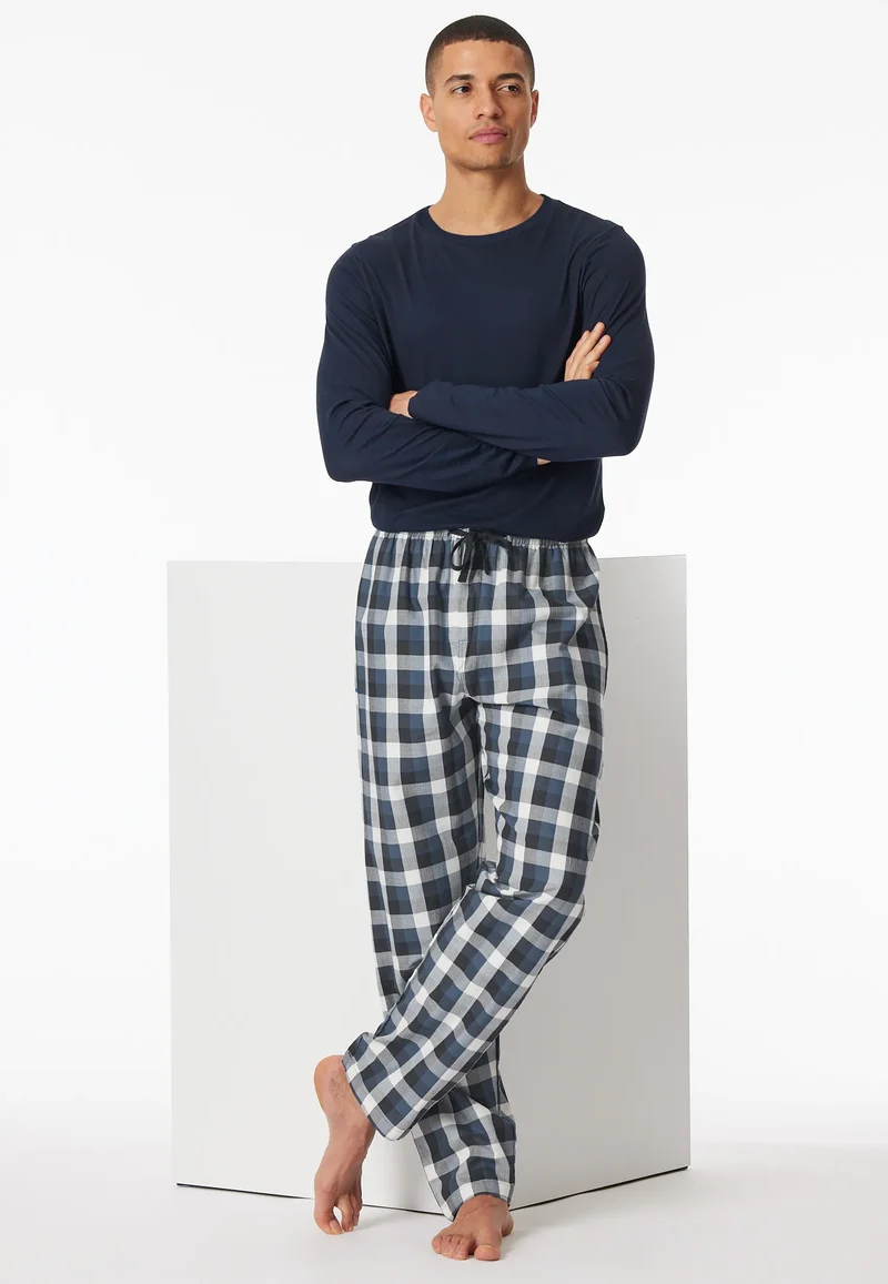 Schiesser heren lange katoenen pyjamabroek - Geruite - MIX & Relax