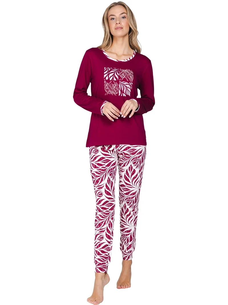 Pastunette dames katoenen pyjama lange mouwen - Red