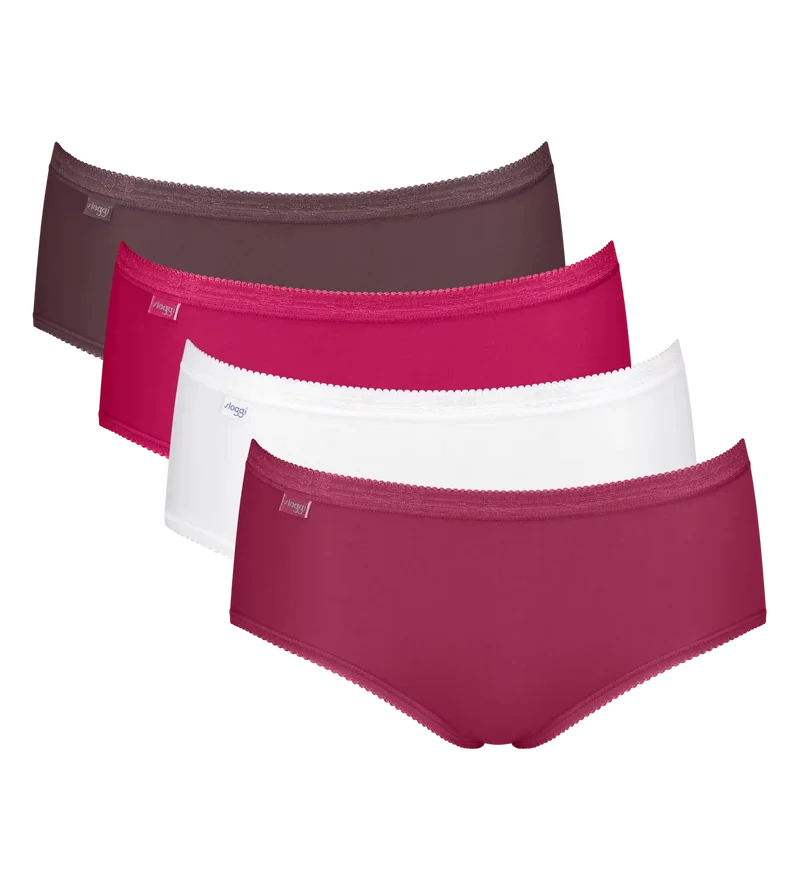 Sloggi 4-pack dames Basic Midi slips - Bordeaux combi