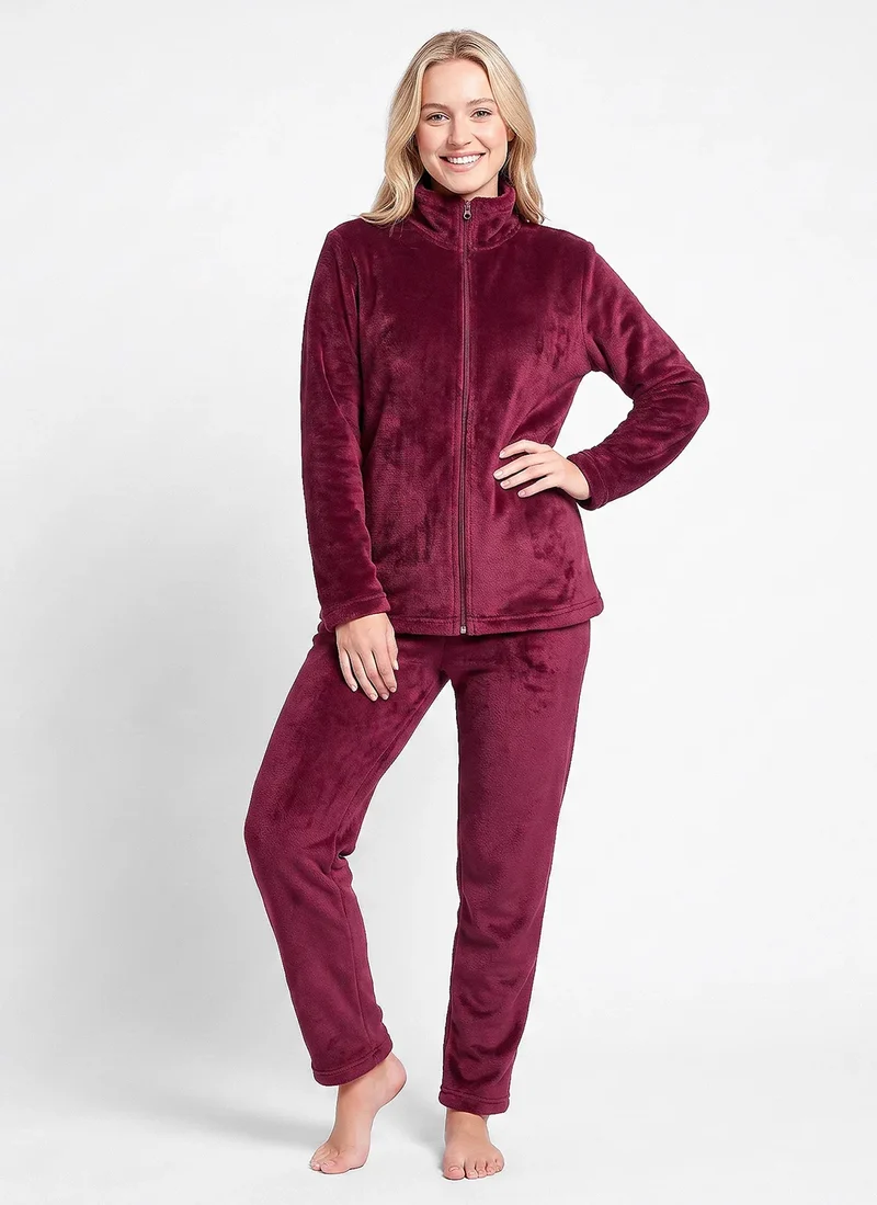 Gaubert dames huispak Fleece met rits - Loungeset