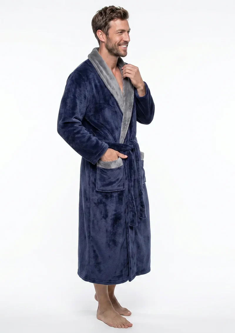 Gaubert Heren badjas Fleece - Sjaalkraag