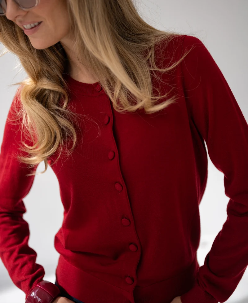 Merino vestje LA JULIETTE Donkerrood