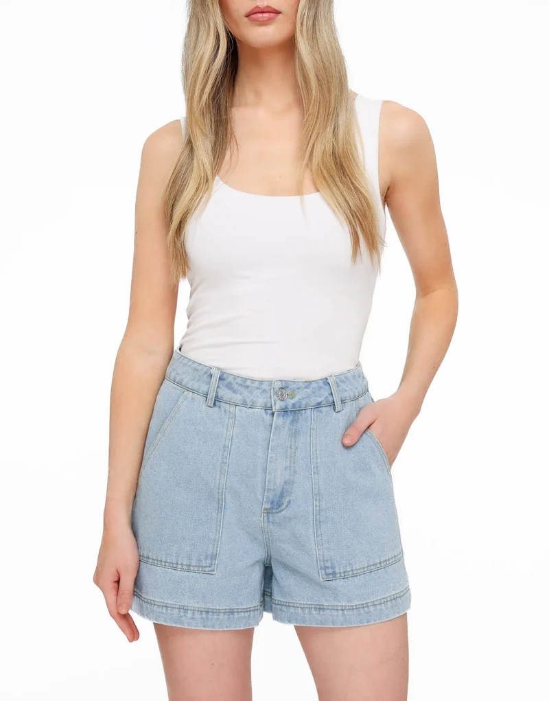 Lichtblauwe Denim - Short