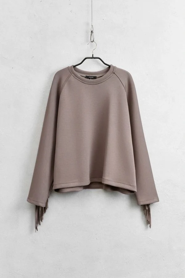 Lumina oversized sweatshirt franjes mud grey