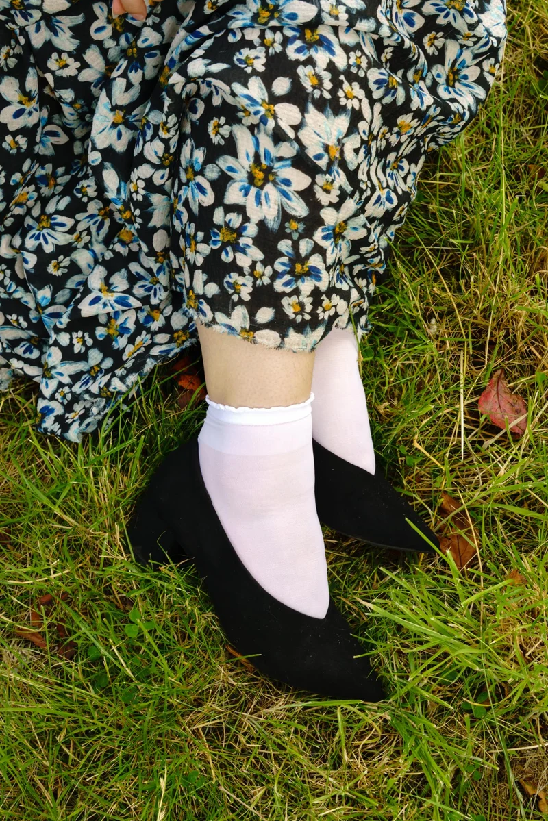 Sheer Nylon Ankle Socks - White