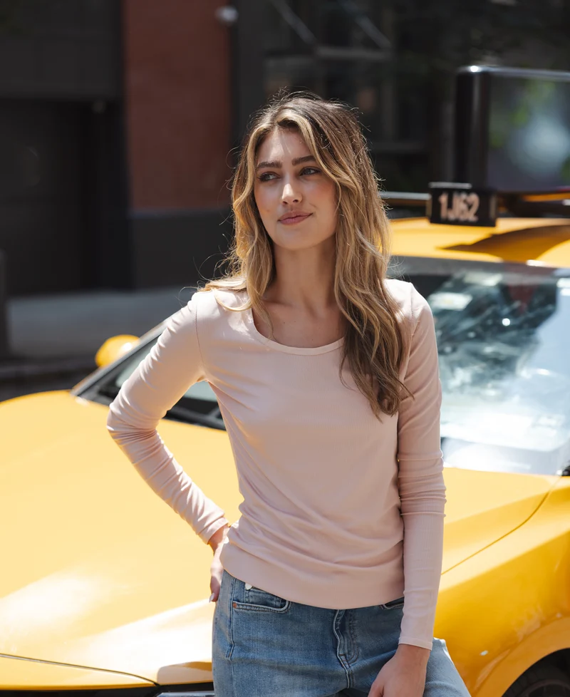 Lyocell T-shirt lange mouw LA JAMALA Dusty Pink