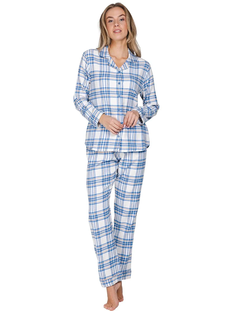 Rebelle dames flanellen pyjama - Blauwe ruit