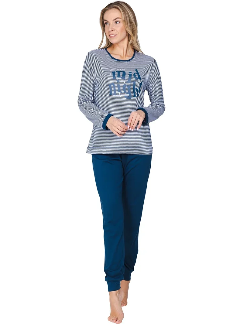 Rebelle Dames Pyjama katoen met lange mouwen - Mid night