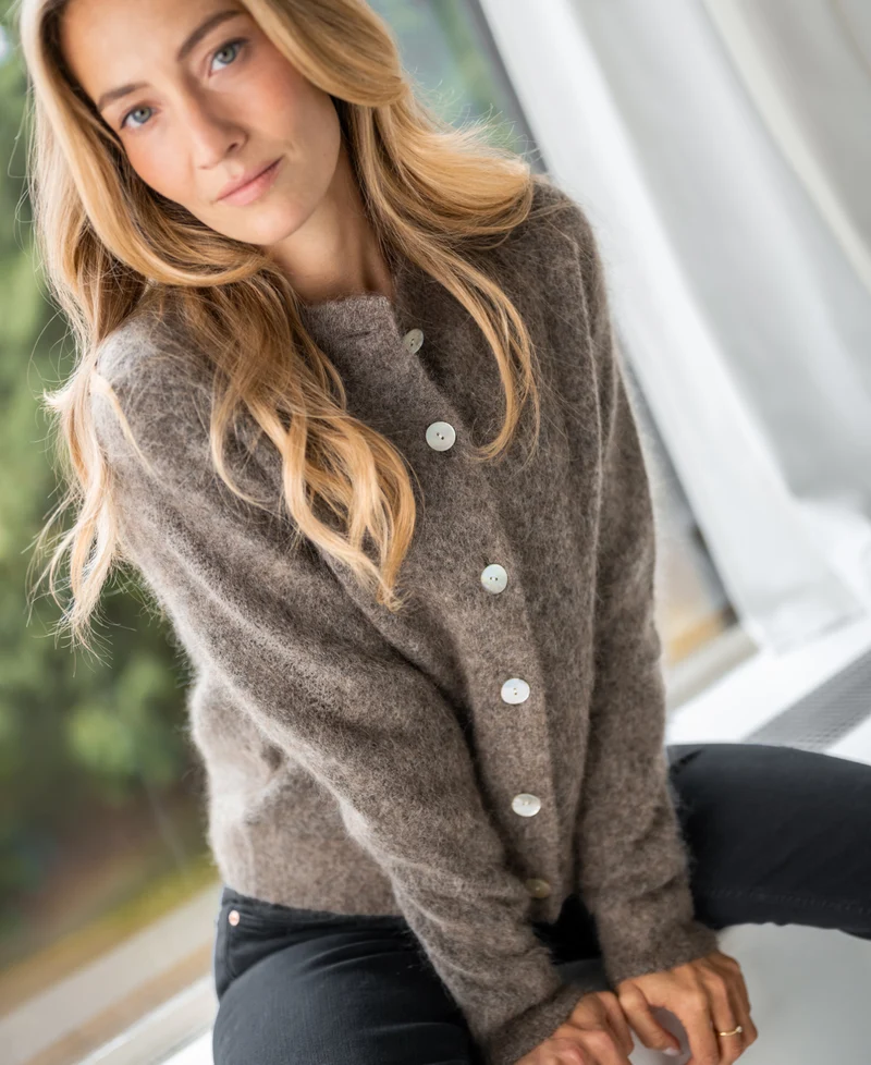 Mohair vest LA ELOIS Bruin melange