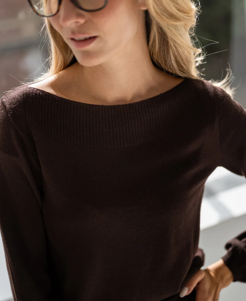 Trui met boothals LA MUSE Pure Choco