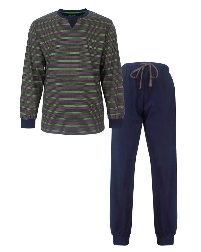 M.E.Q. Heren pyjama lange mouwen katoen - Brown