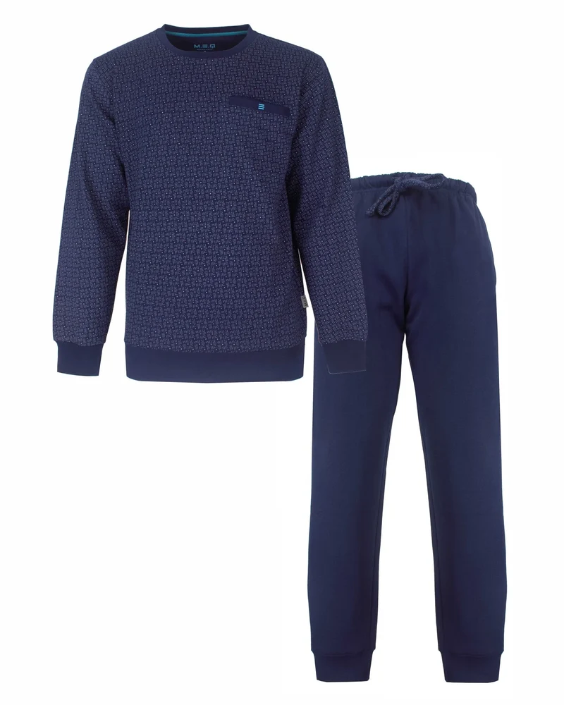 M.E.Q. Heren fleece pyjama - lange mouwen - Blue