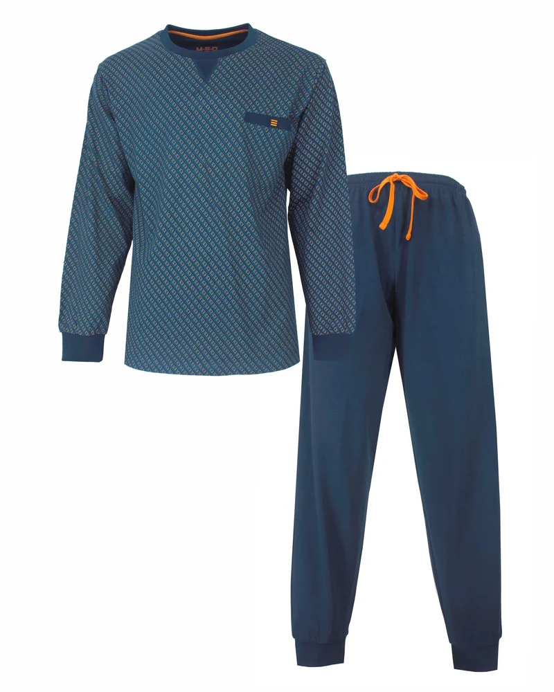 M.E.Q. Heren pyjama lange mouwen katoen Ronde hals