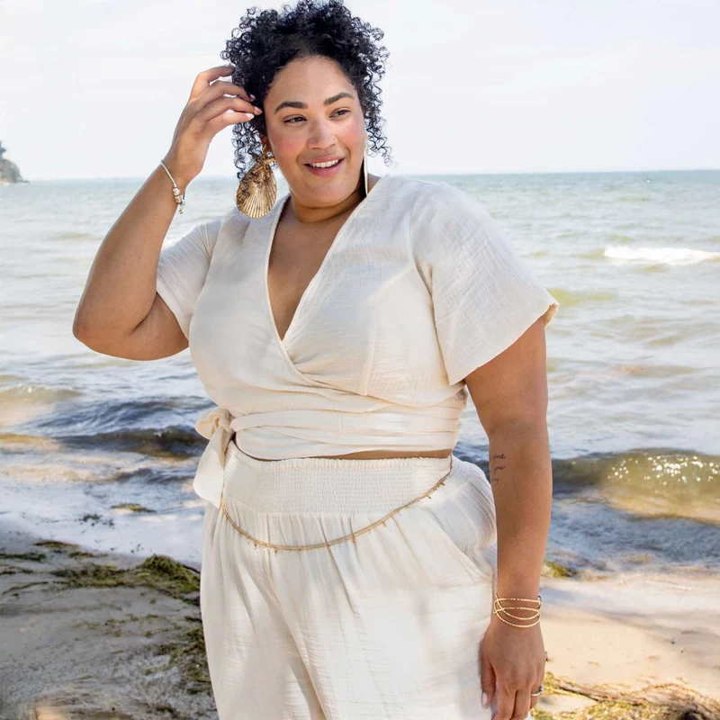 Sonia Cotton Gauze Wrap Top - Cream