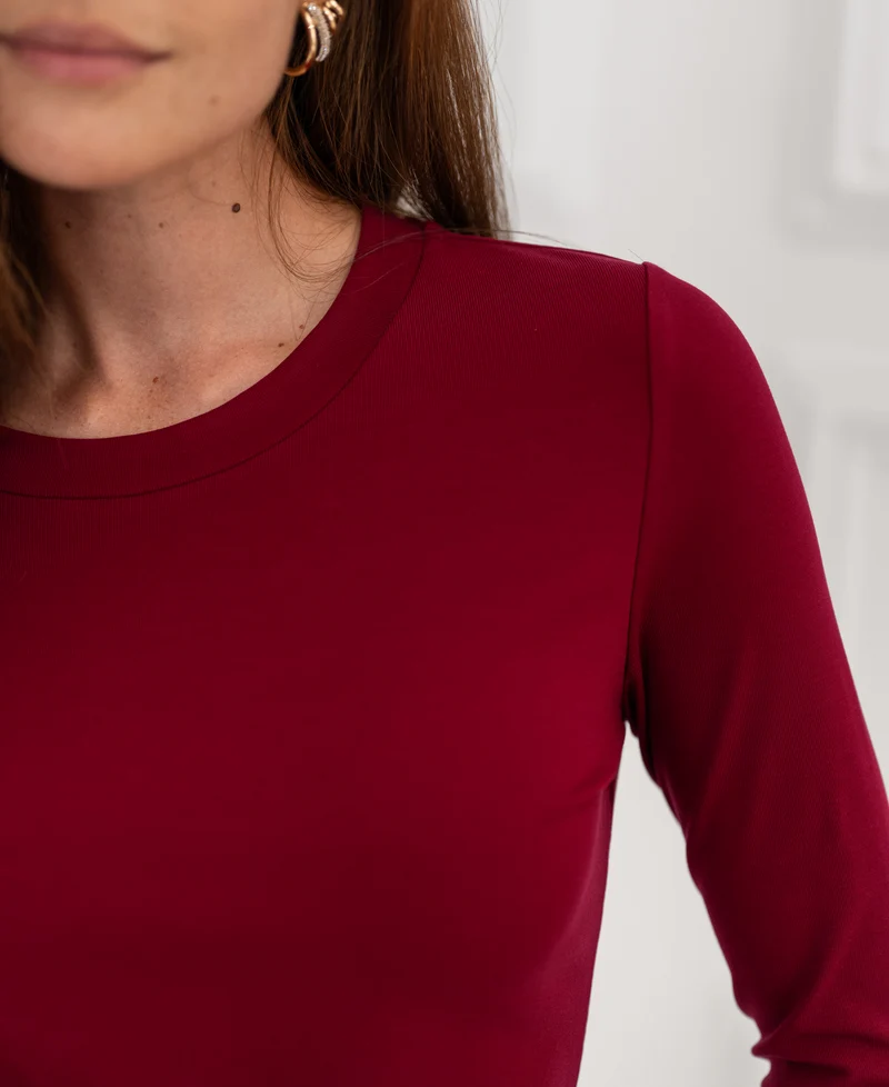 Luxe T-shirt lange mouw LA JANE Donkerrood