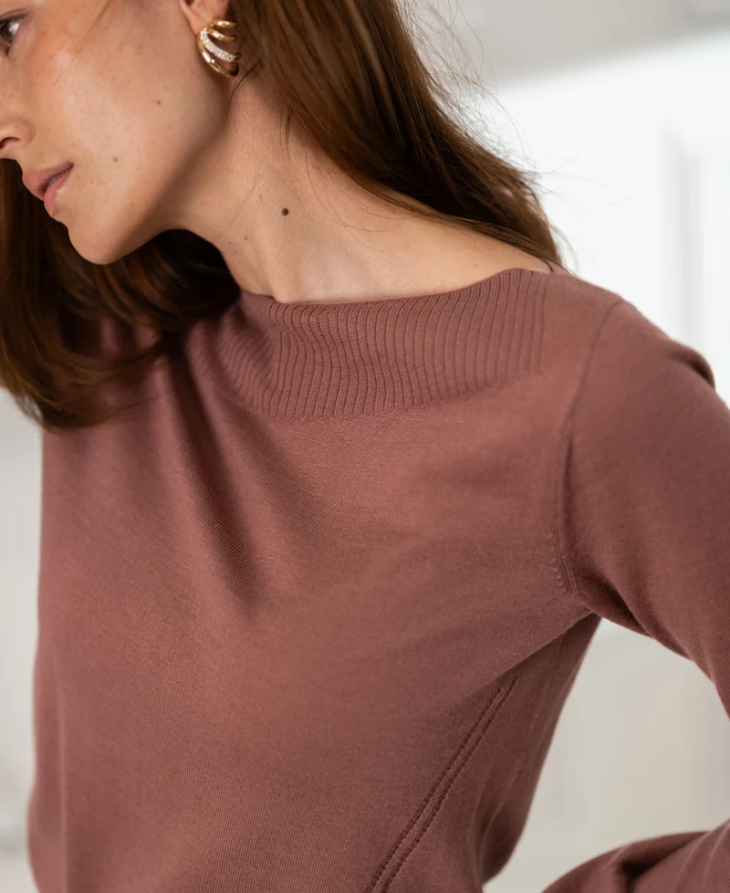 Trui met boothals LA MUSE Dusty Pink