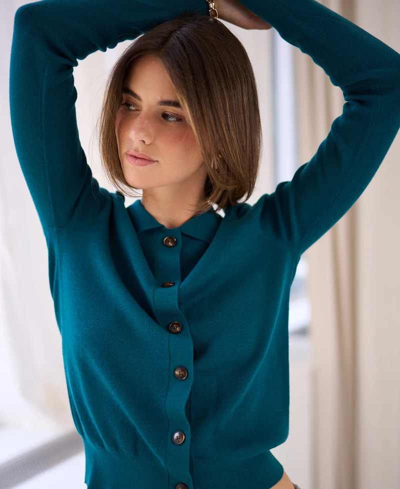 Vest polokraag LES TREIZE Dark Teal