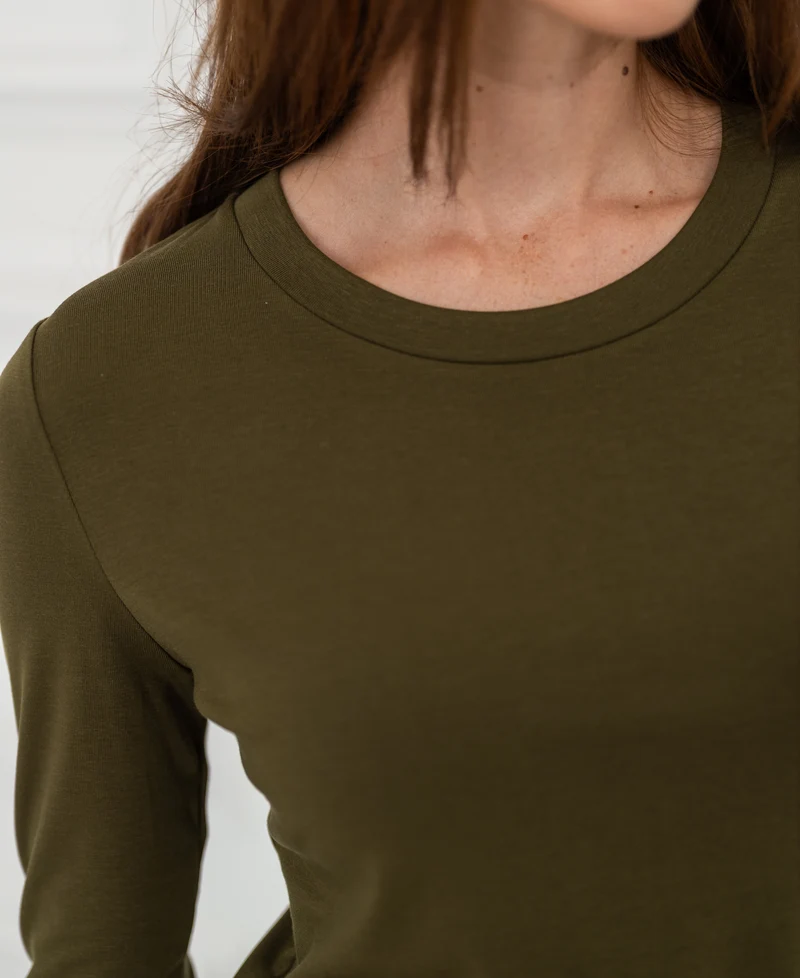 Luxe T-shirt lange mouw LA JANE Dark olive