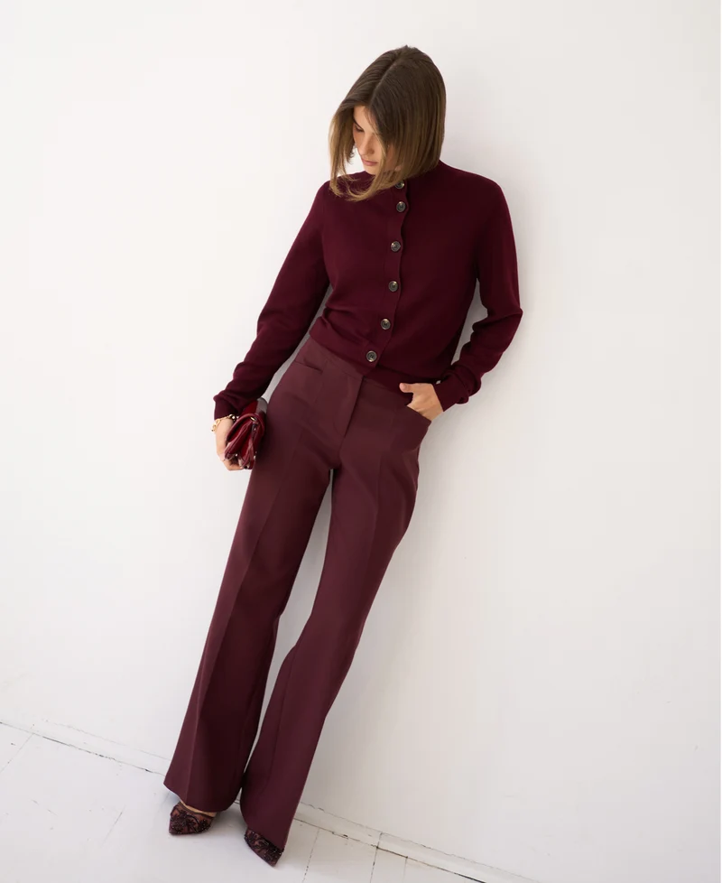 Merino vest met col LES SEIZE Bordeaux