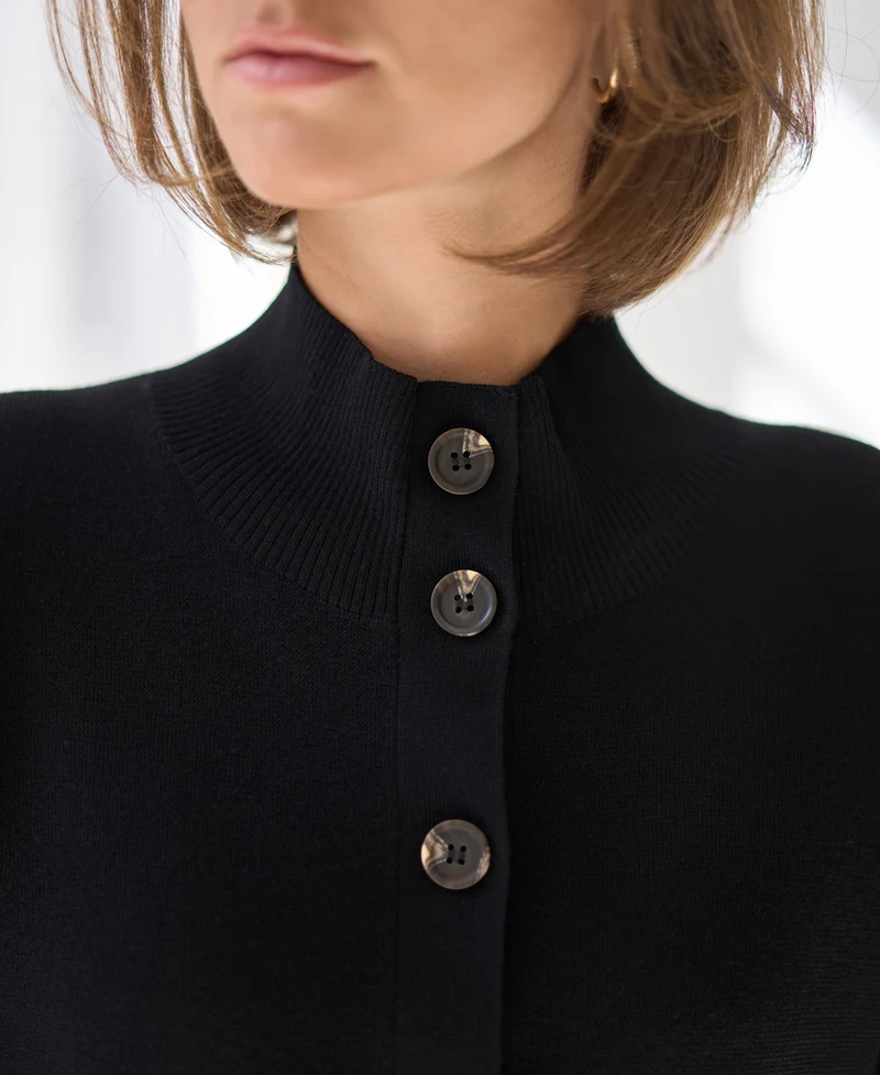 Merino vest met col LES SEIZE Zwart