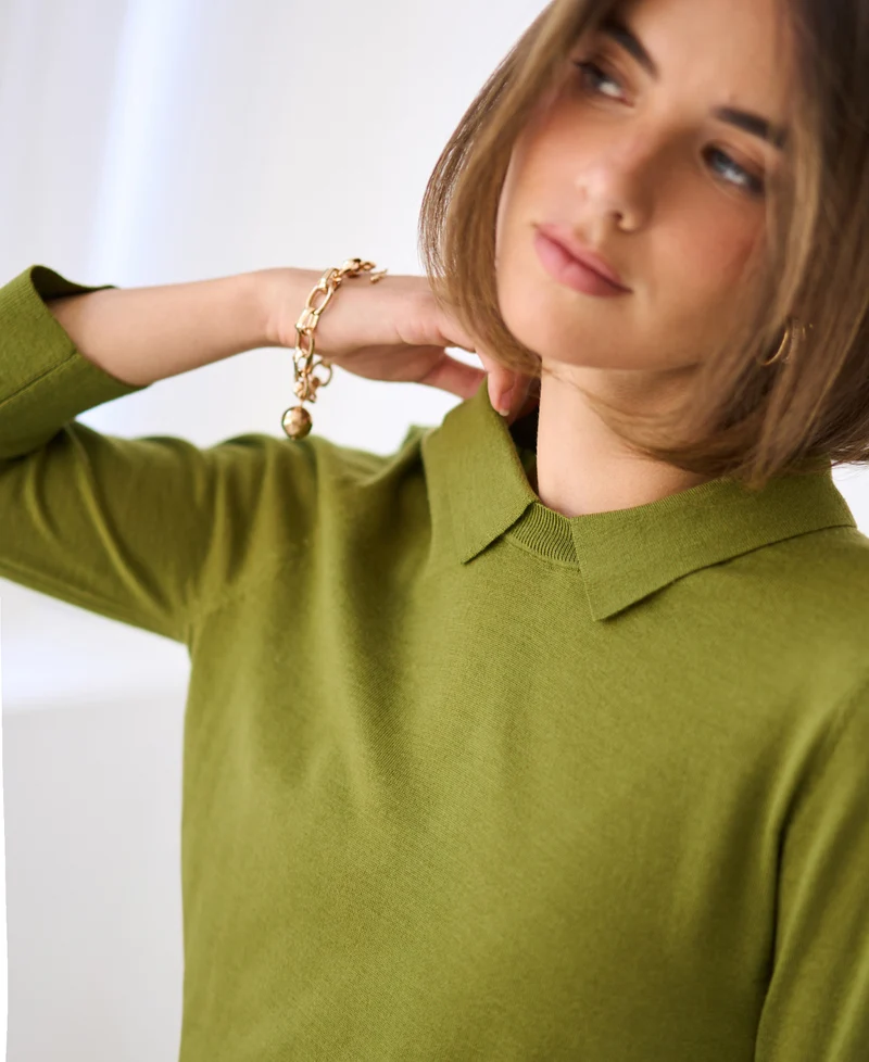 Merino trui met polokraagje LA MARCEAU Olijfgroen
