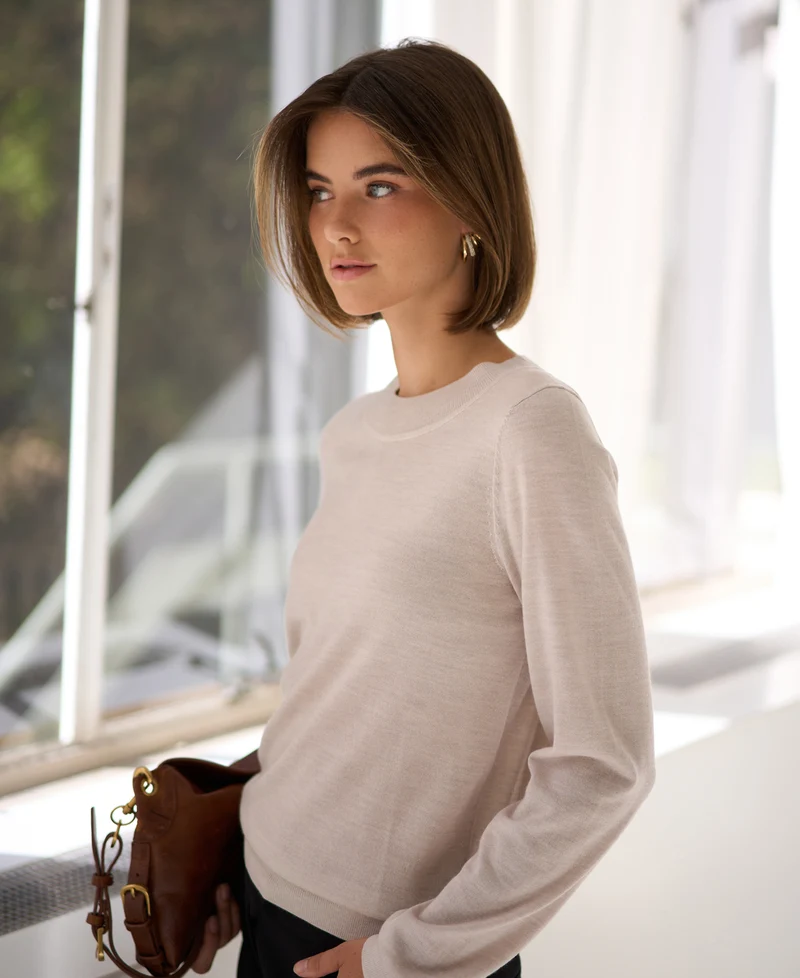 Merino trui LA GIGI Beige