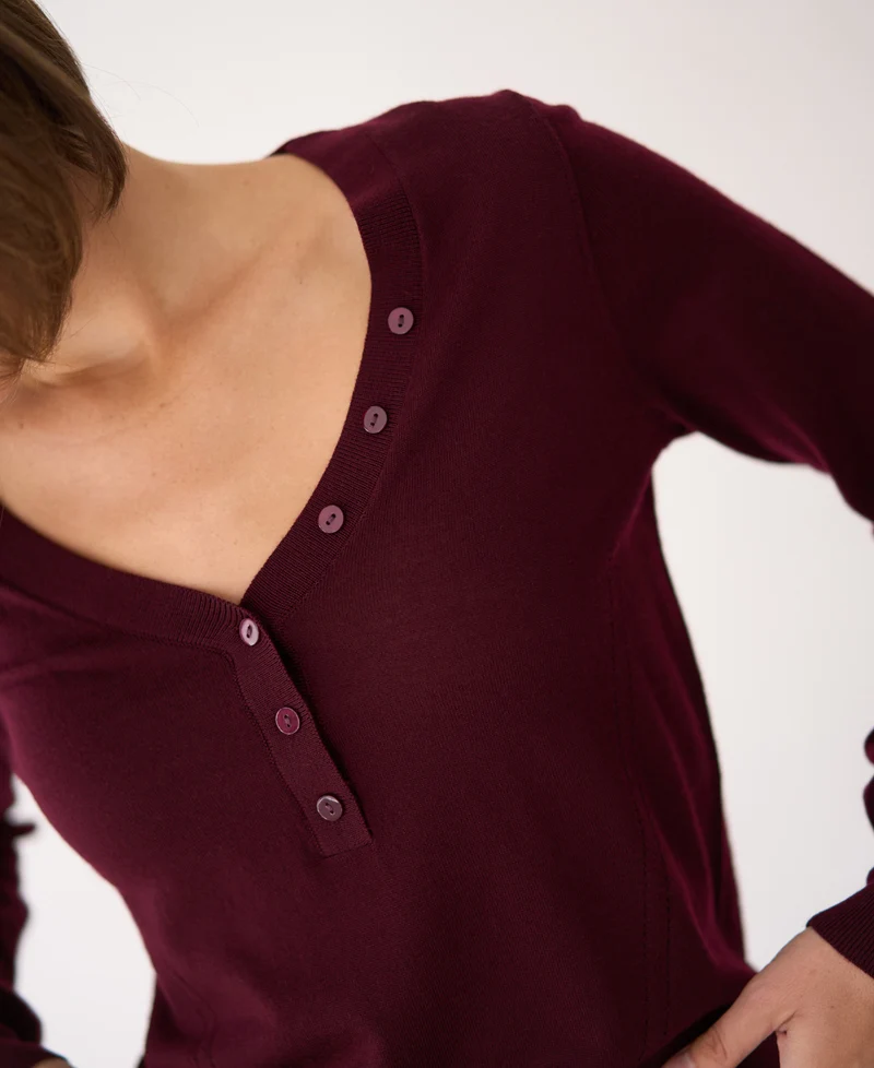 Merinotrui met knoopdetail LA MADELEINE Bordeaux
