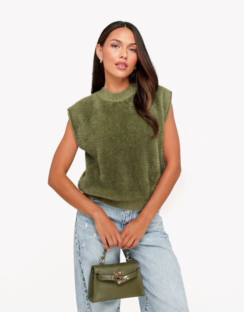 Khaki Fluffy Spencer - Top