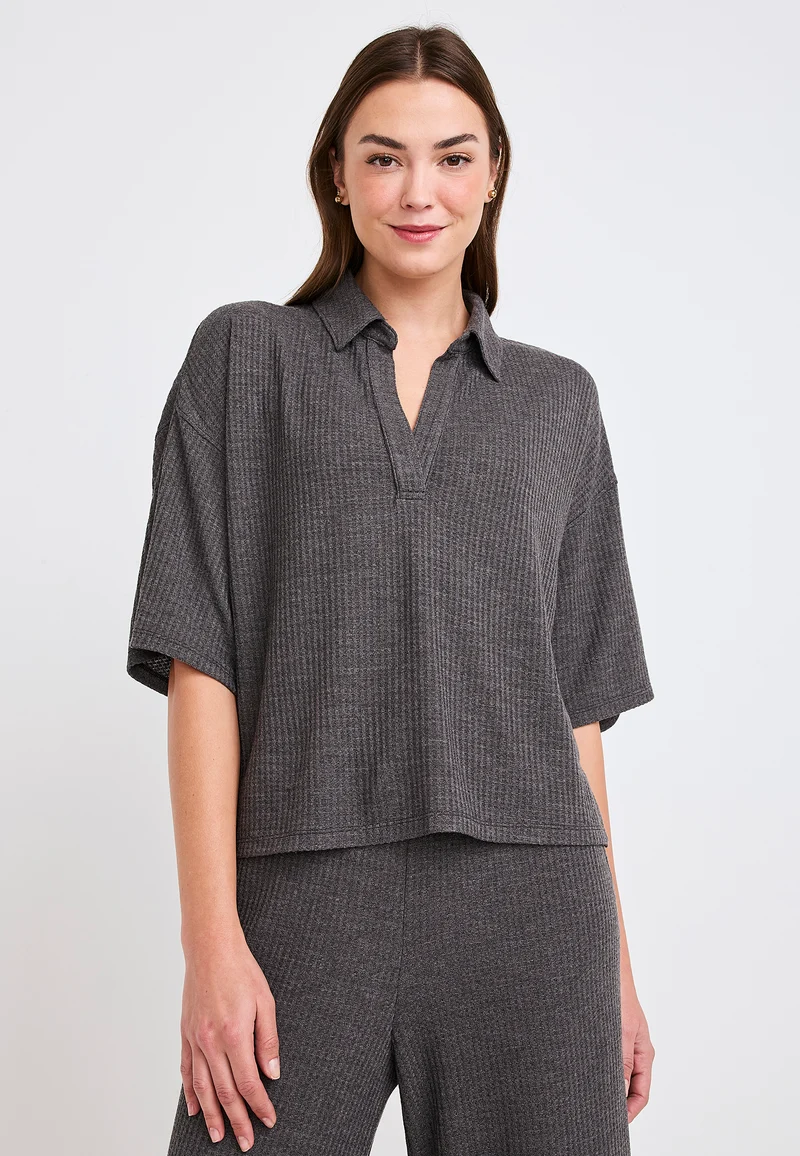Jockey® Brushed Waffle Short Sleeve Top