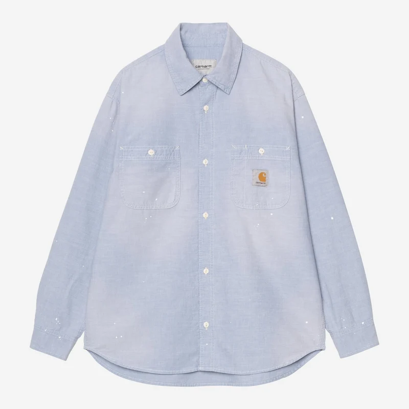 Carhartt WIP Schilderhemd voor heren | Blauw, gedragen, gebruikt, met spetters