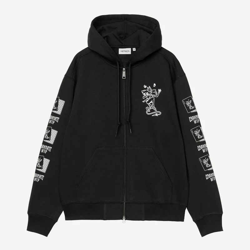 Carhartt WIP Hoodie voor heren met speelkaartenmotief | Zwart