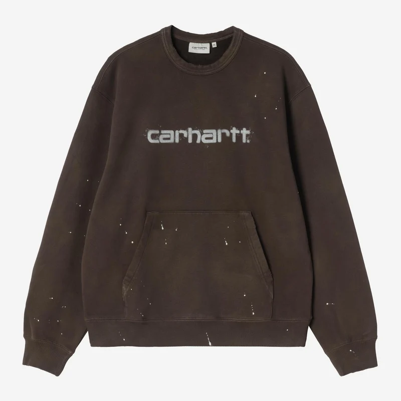 Carhartt WIP Herensweatshirt met schildersprint | Tobacco Destroy Wash Splatter