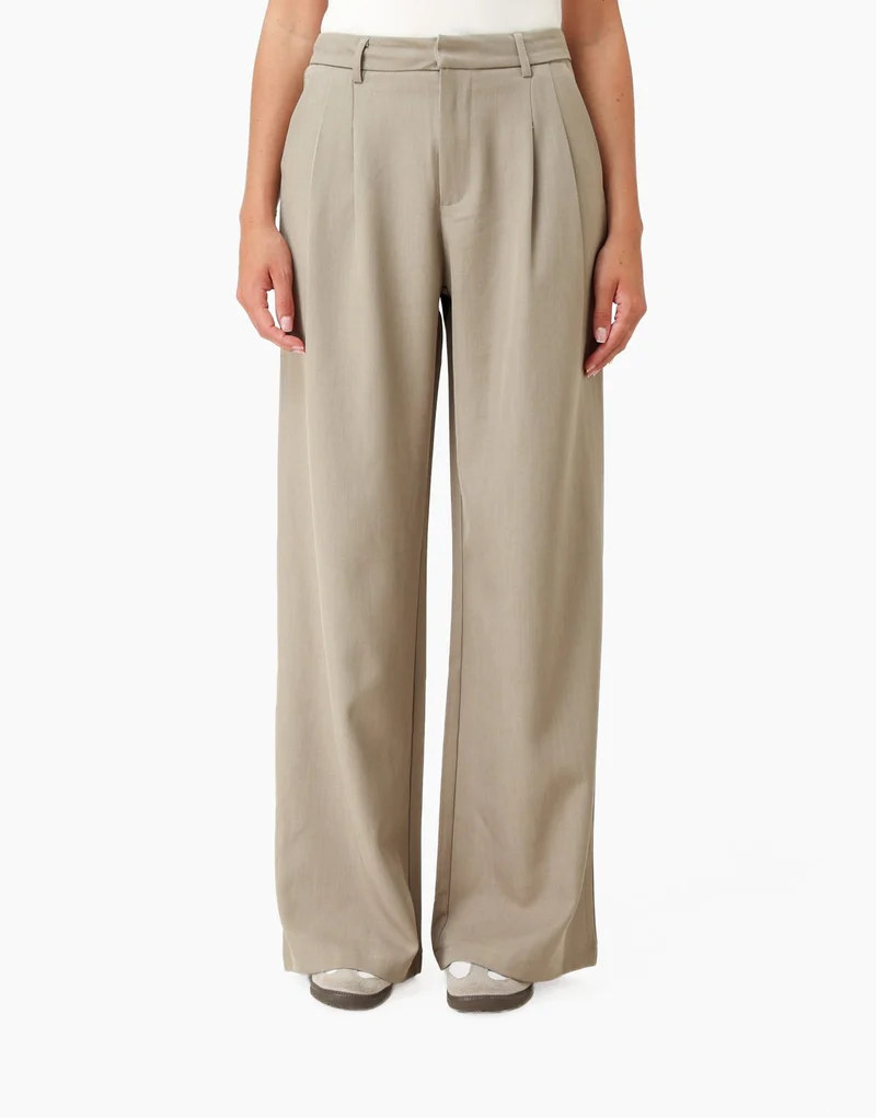 Licht Taupe Wijde Pasvorm - Pantalon