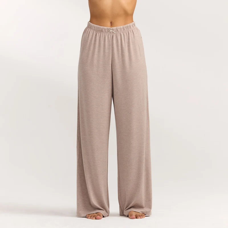Modal Rechte Pyjama Broek - Bruin Marl