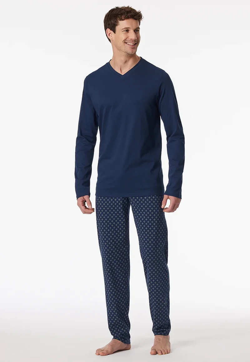 Schiesser heren pyjama Katoen - Admiraal