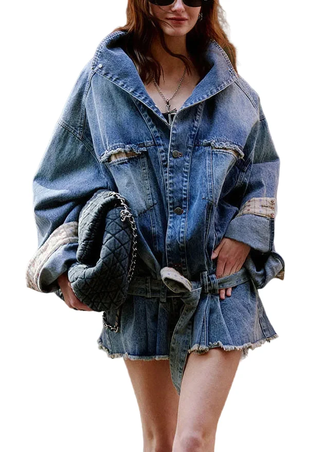 Dames Denim Jas Met Peter Pan Kraag En Zakjes