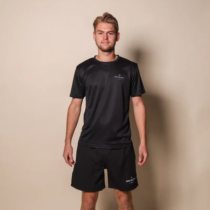 Mr Padelshirt Regular Fit Zwart