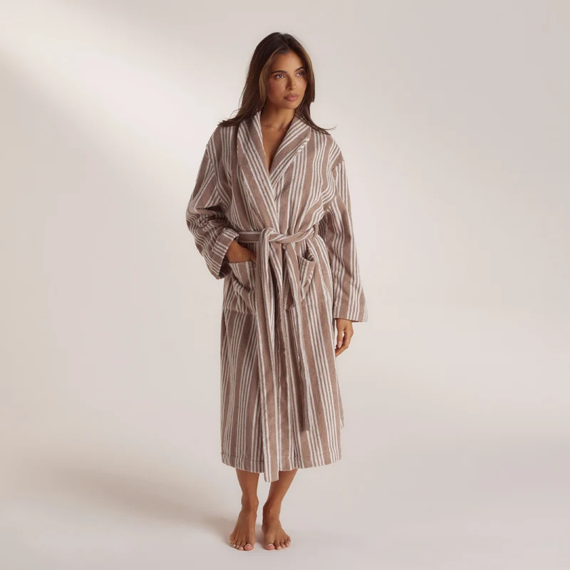 Towelling Kamerjas - Striped Malt