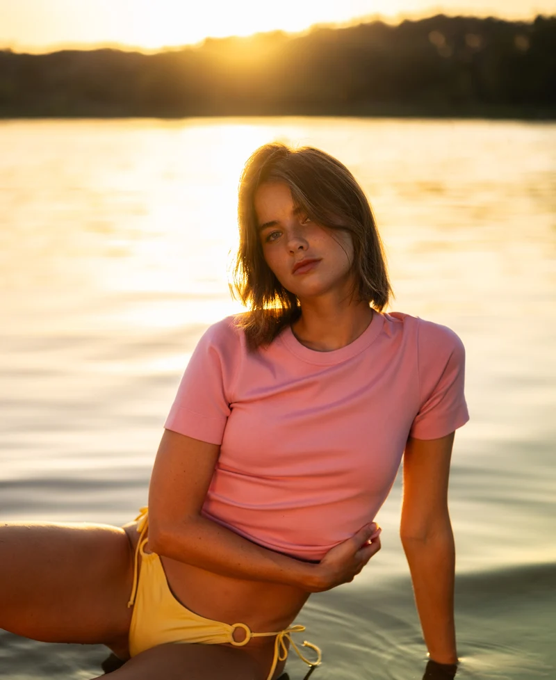 Luxe & soft T-shirt LA MASSY Licht Flamingo