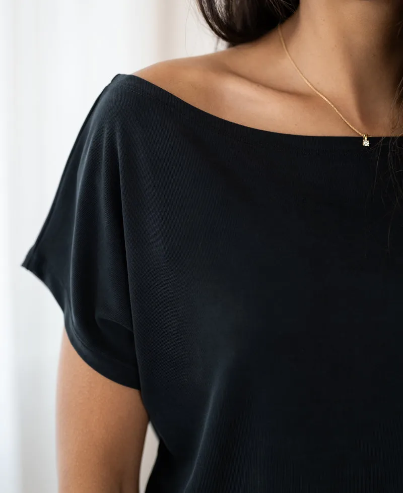 Rib boothals T-shirt LA SOMME Charcoal