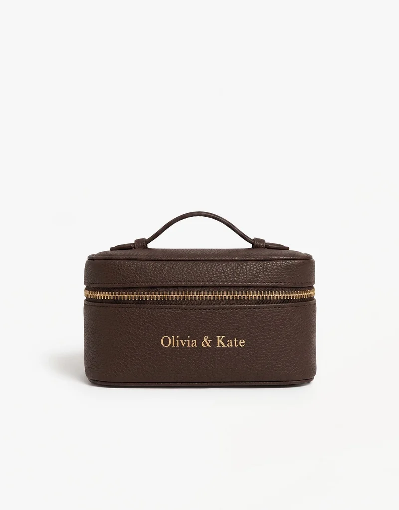Donkerbruine Kleine Sieraden - Toilet Tas