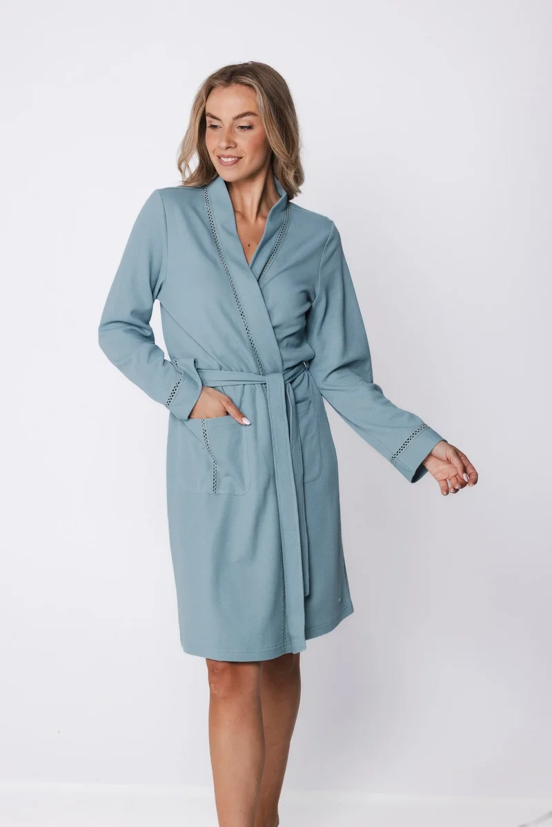 Pastunette lange dames badjas - Stone Blue