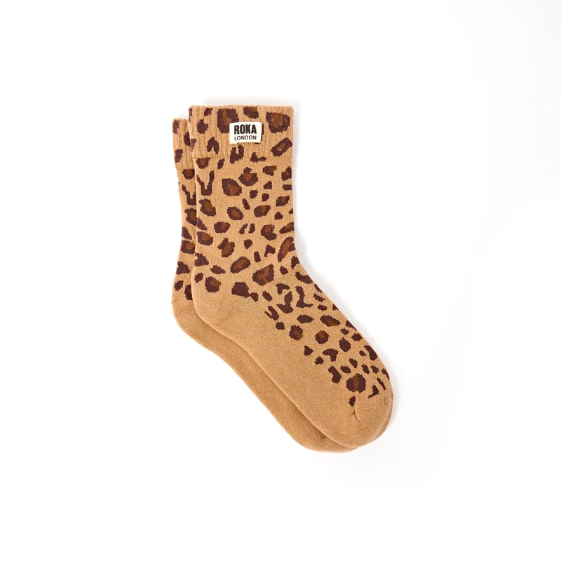 ROKA Wimbledon biologisch katoenen sokken | Savannah Leopard Sand
